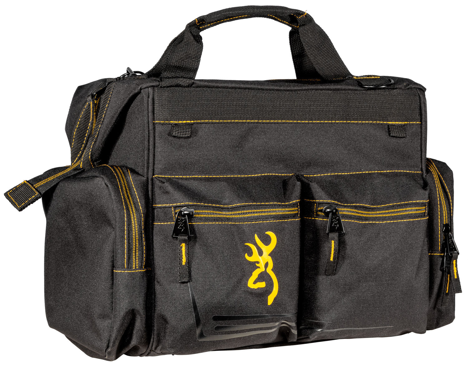 Browning 121095899 Black & Gold Shooter's Bag Black Ripstop Polyester with Buck Mark Logo