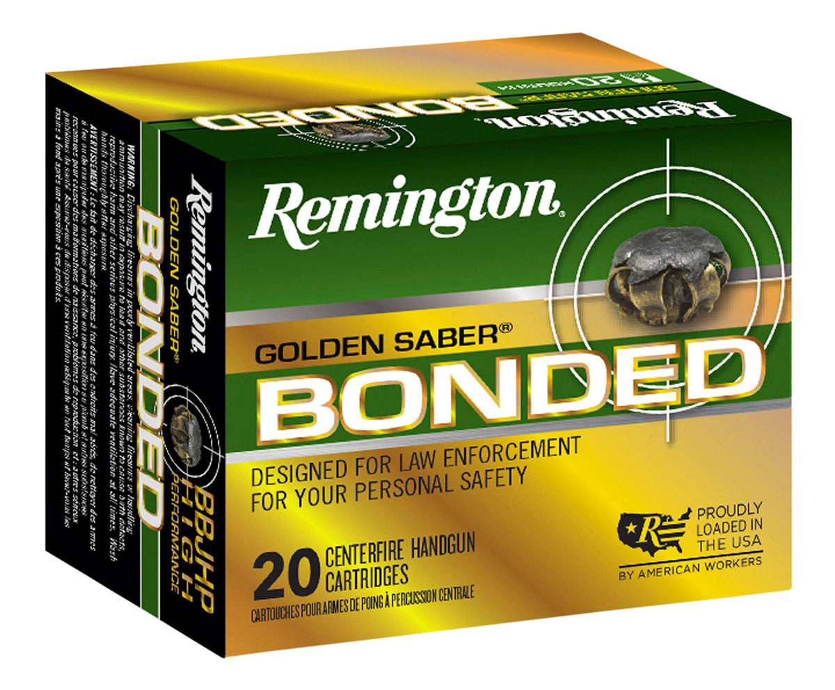 Remington 29341 Golden Saber Bonded Brass Jacketed Hollow Point  124 Grain 9mm Luger/Parabellum