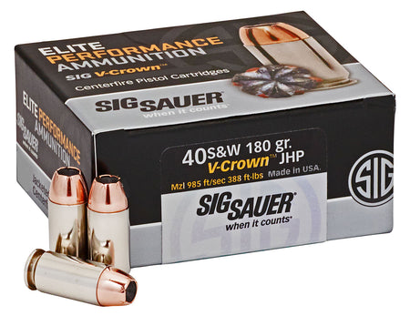 Sig Sauer E40SW250 Elite Performance V Crown Jacketed Hollow Point HP 180 Grain .40 S&W