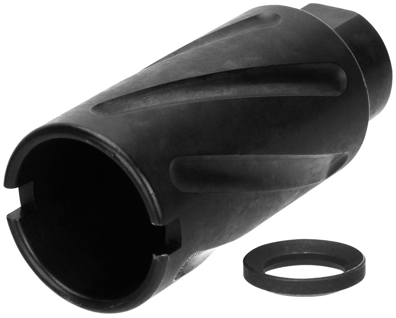 TacFire MZ10073B Spiral Fluted Muzzle Brake 5/8"-24 tpi Black Oxide Steel for 308 Win AR-10