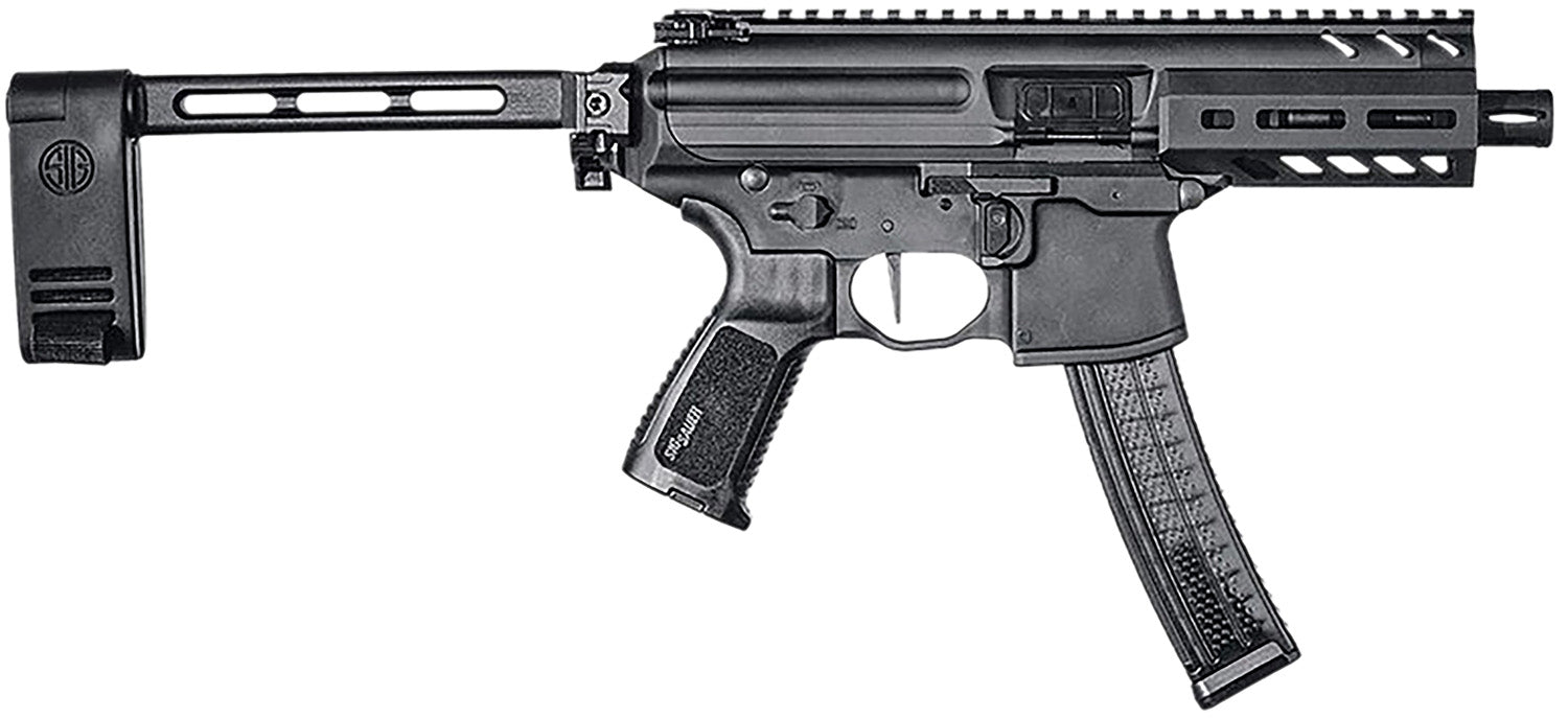 Sig Sauer PMPX4B9 MPX K 9mm Luger Caliber with 4.50" Barrel, 30+1 Capacity, Black Hard Coat Anodized Metal Finish, Folding Pivoting Contour Brace Stock & Black Polymer Grip Right Hand
