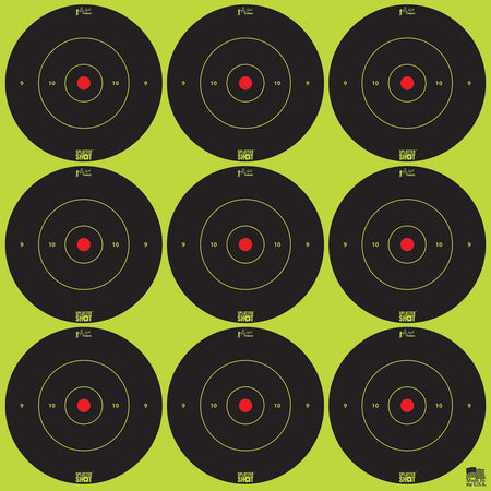 Pro-Shot 2BGREEN108 SplatterShot Self-Adhesive Paper Target Black/Green 2" Bullseye 12 Sheets/108 Targets