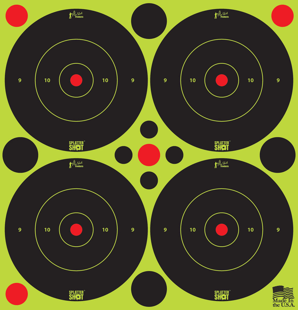 Pro-Shot 3BGREEN48 SplatterShot Self-Adhesive 3" Bullseye Target Black/Green 12-Pack/48 Targets