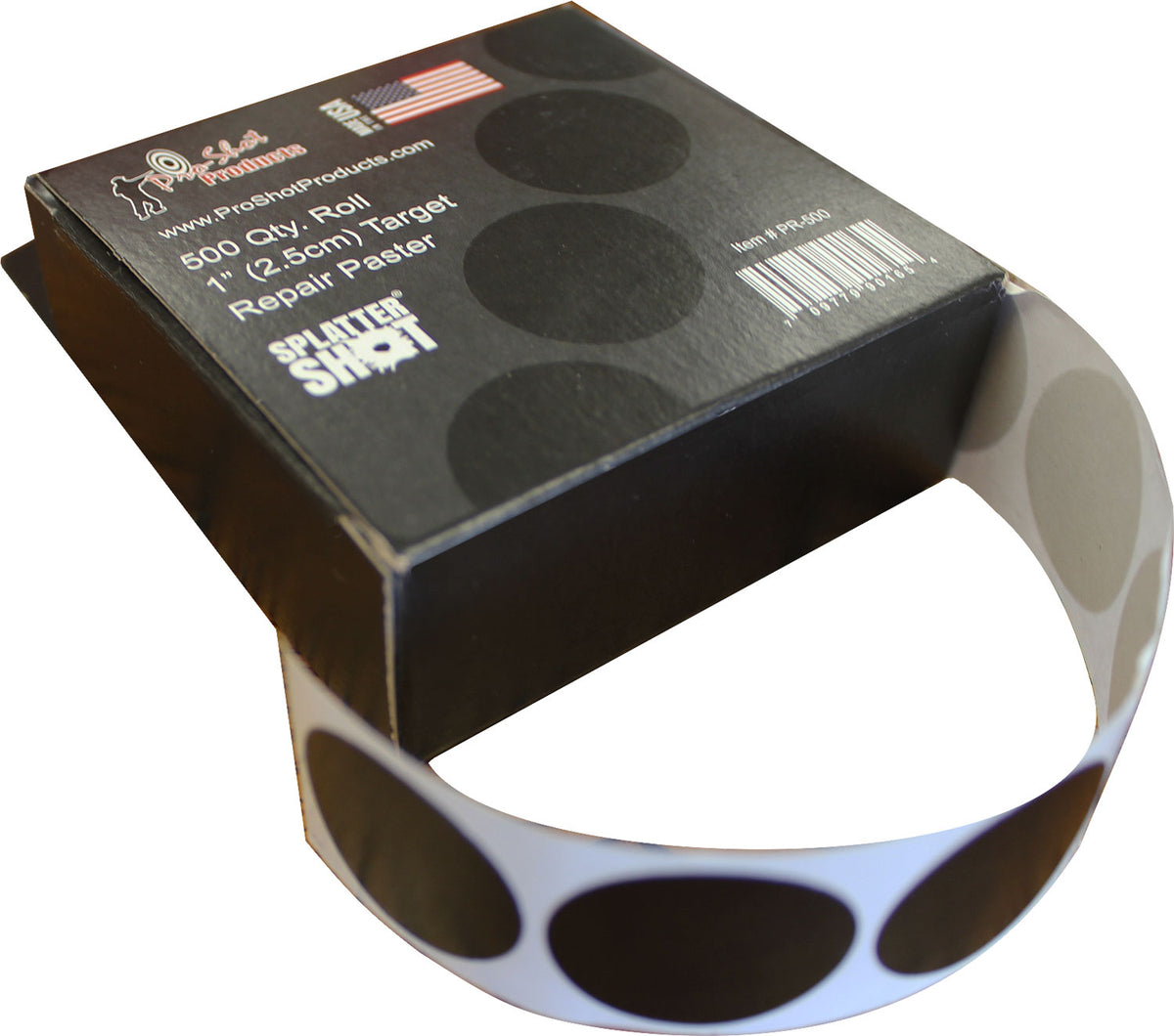 Pro-Shot PR500 SplatterShot Black 1" Self-Adhesive Repair Pasters 500 Per Roll