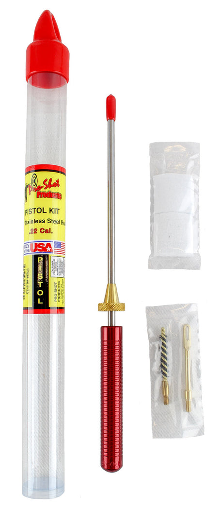 Pro-Shot 6522 Starter Series .22 Cal Pistol Cleaning Kit with Reusable Tube Case