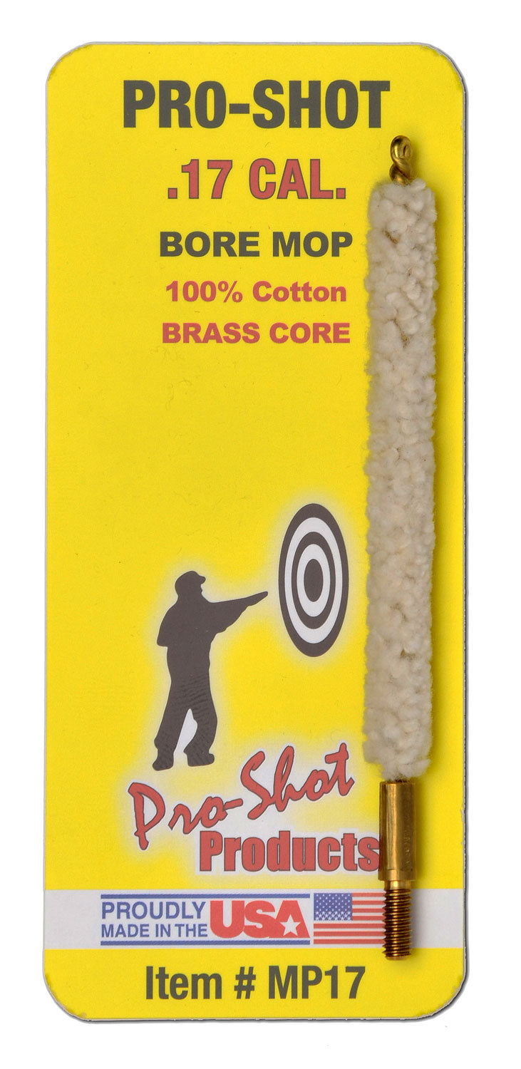 Pro-Shot MP17 Bore Mop .17 Cal Rifle #5-40 Thread 100% Cotton Brass Core