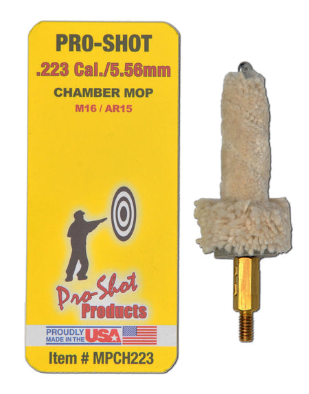 Pro-Shot MPCH223 Military Style Chamber Mop .223 Rem/5.56x45mm NATO AR Platform #8-32 Thread Cotton Brass Core