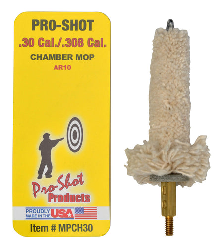 Pro-Shot MPCH30 Military Style Chamber Mop .30/.308/7.62x51mm NATO AR Platform #8-32 Thread Cotton Brass Core