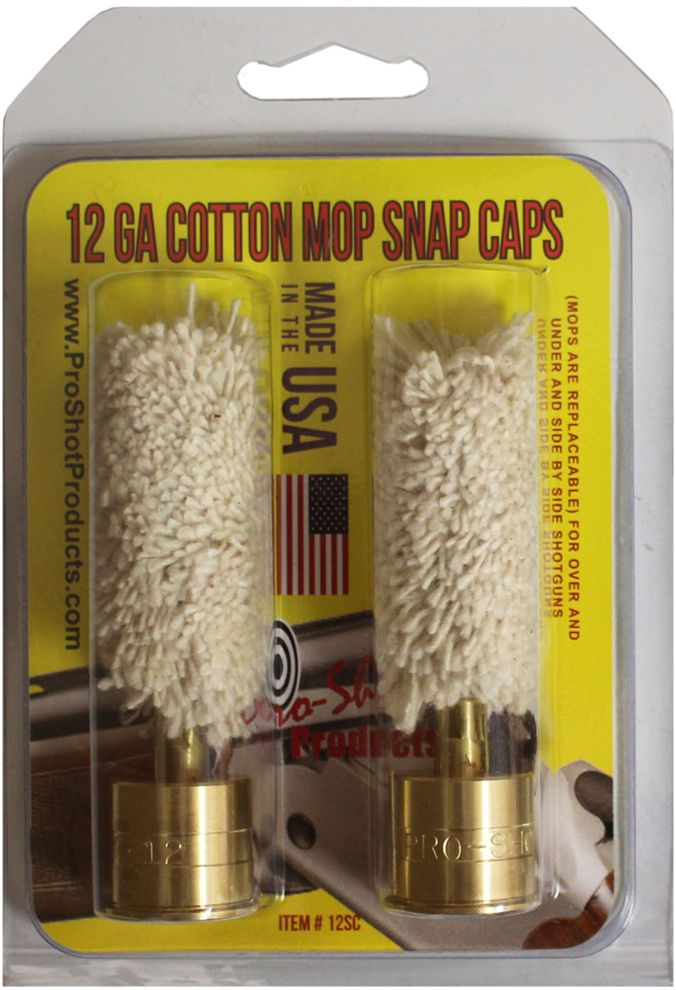 Pro-Shot 12SC Snap Caps 12 Gauge Shotgun #5/16-27 Thread Brass with Cotton Mop 2 Pack