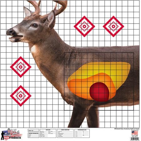Pro-Shot WDSI5PK Life-Size Whitetail Deer Sight-In Heavy Paper Targets 25"x25" Multi-Color 5 Pack