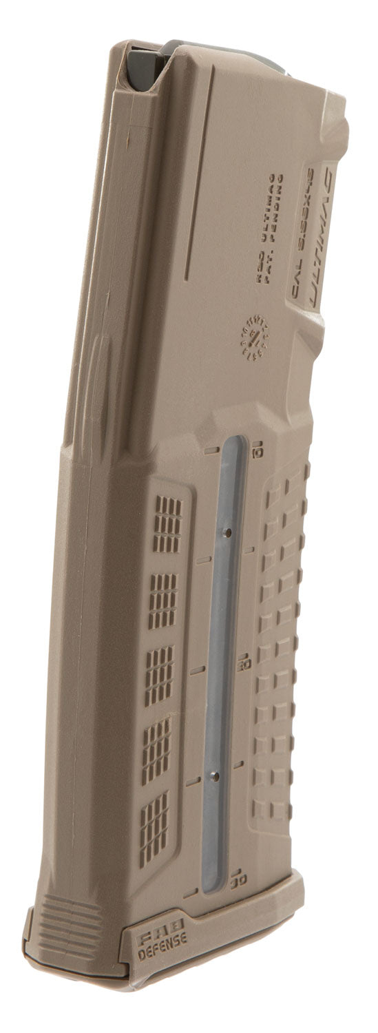 FAB Defense FXUMAGR30T Ultimag 30R Window Magazine 30rd 223 Rem/5.56x45mm NATO for AR-15/M16/M4 FDE Reinforced Polymer