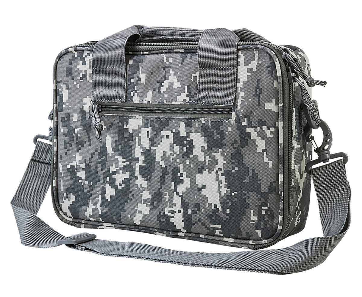 NcStar CPDX2971D VISM Double Pistol Range Bag Digital Camo with Mag Pouches, Loop Fasteners & Zippers