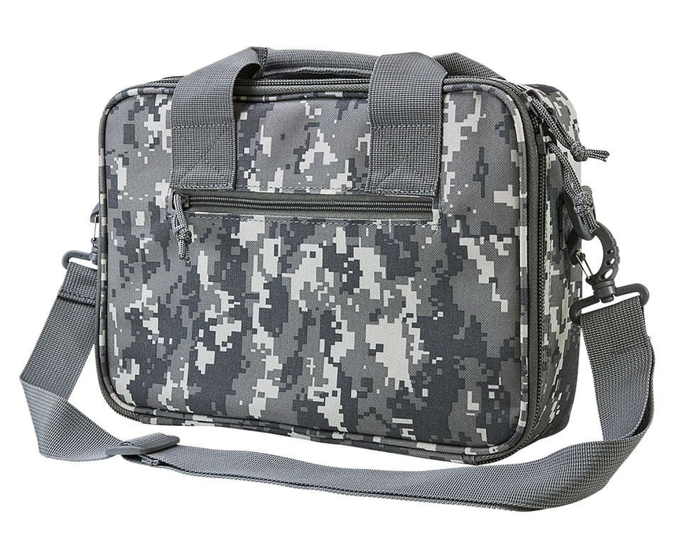 NcStar CPDX2971D VISM Double Pistol Range Bag Digital Camo with Mag Pouches, Loop Fasteners & Zippers