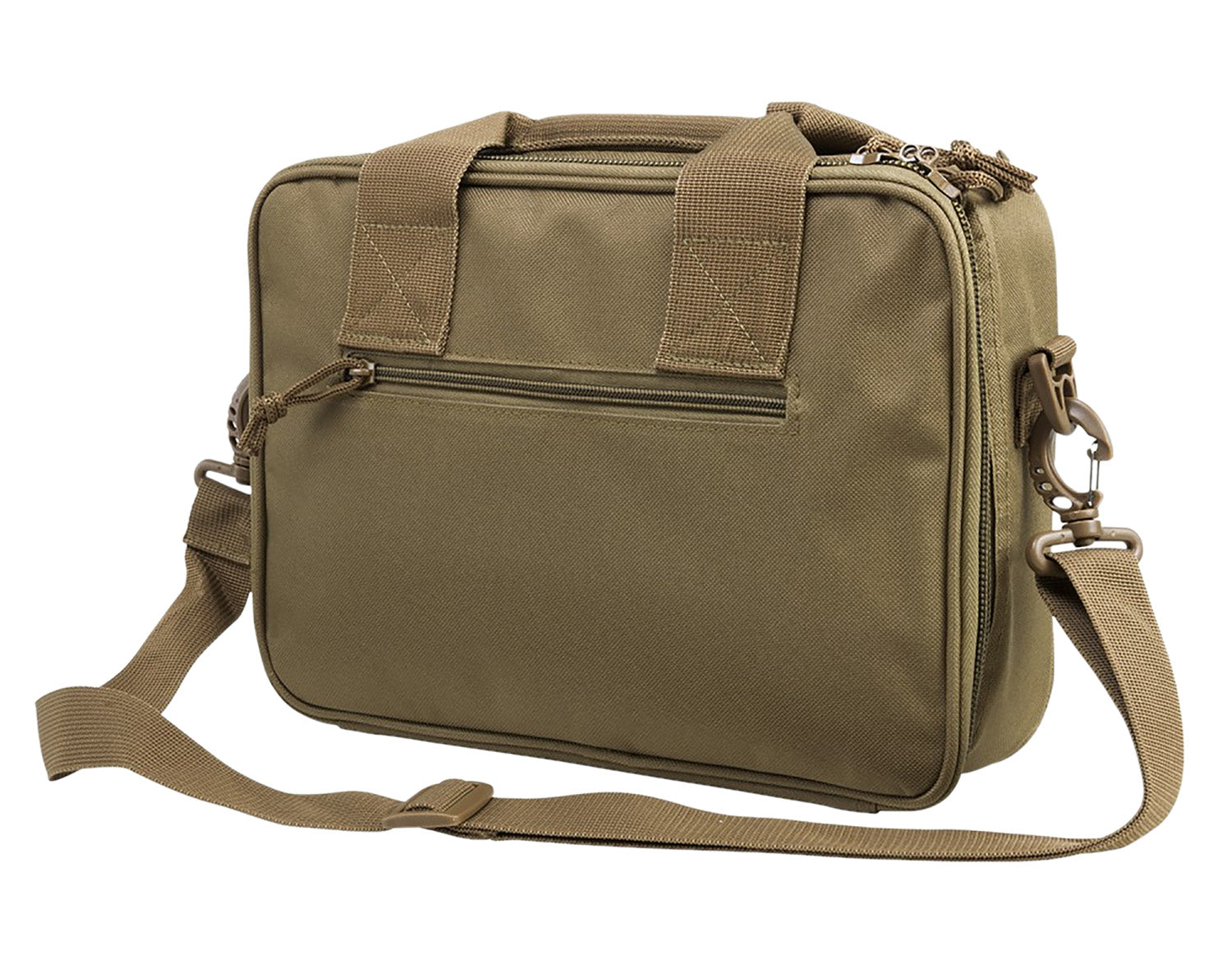 NcStar CPDX2971T VISM Double Pistol Range Bag Tan with Mag Pouches, Loop Fasteners & Lockable Zippers