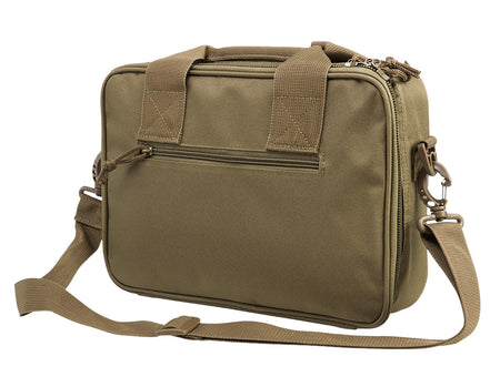 NcStar CPDX2971T VISM Double Pistol Range Bag Tan with Mag Pouches, Loop Fasteners & Lockable Zippers