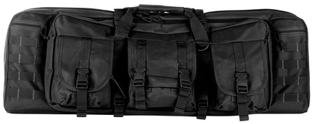 NcStar CVDC2946B42 VISM Double Carbine Case 42" Black Heavy Duty PVC with Padded Divider & Lockable Zippers