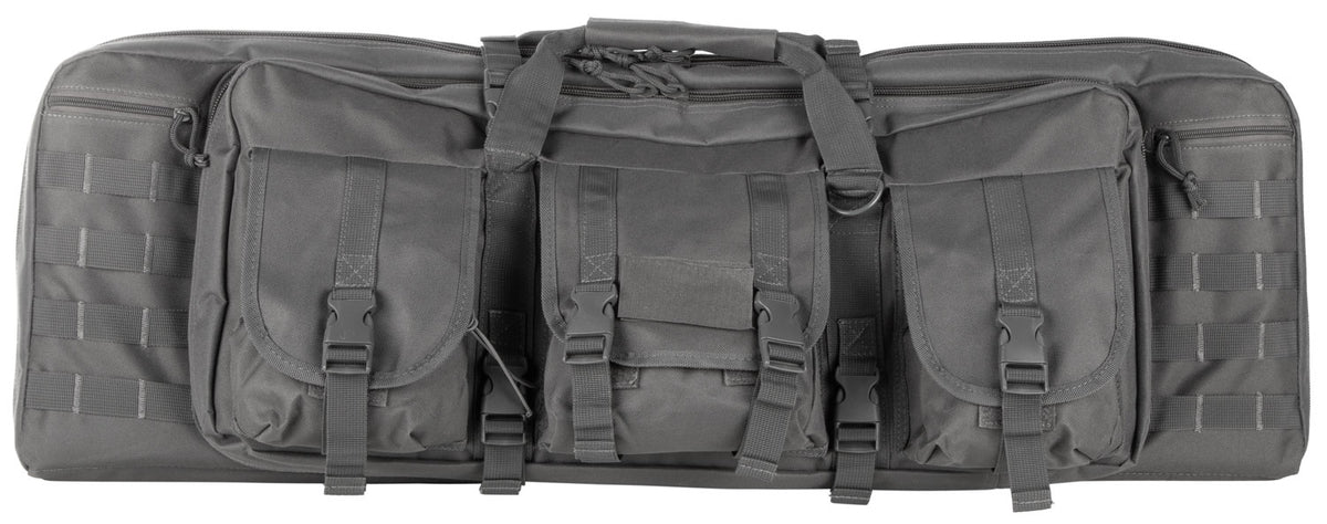 NcStar CVDC2946U42 VISM Double Carbine Case 42" Urban Gray PVC with Foam Padding, Lockable Zippers & MOLLE