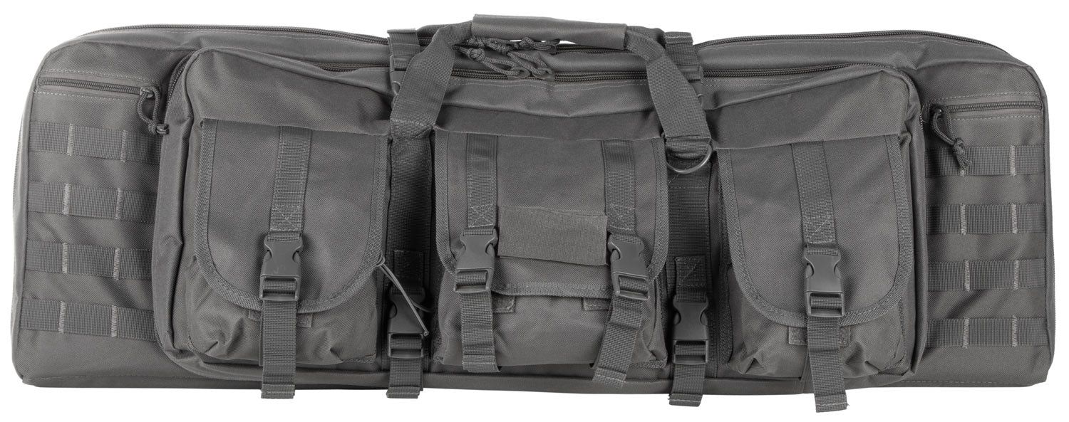 NcStar CVDC2946U42 VISM Double Carbine Case 42" Urban Gray PVC with Foam Padding, Lockable Zippers & MOLLE