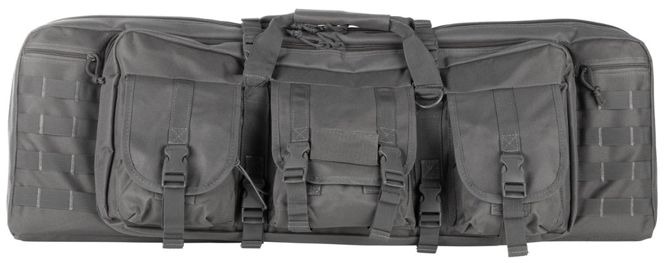 NcStar CVDC2946U42 VISM Double Carbine Case 42" Urban Gray PVC with Foam Padding, Lockable Zippers & MOLLE