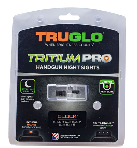 TruGlo TG231G1C Tritium Pro Night Sight Set Green Tritium Orange Outline Front Glock