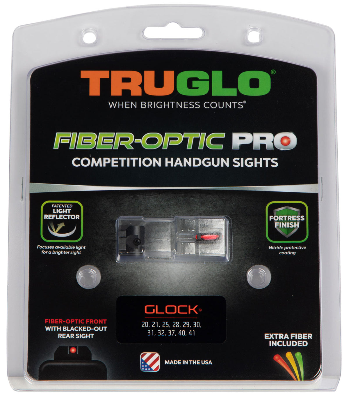 TruGlo TG132G2 Fiber-Optic Pro Sight Set Red Fiber Optic Front Black Rear for Glock 20/21