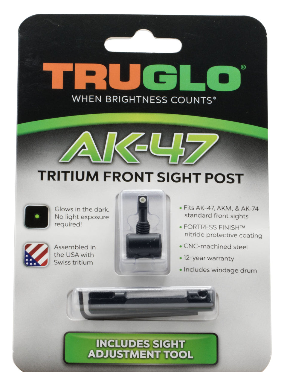 TruGlo TG231AK1 Tritium Rifle Front Sight Post Black Green White Outline for AK-47 AKM AK-74