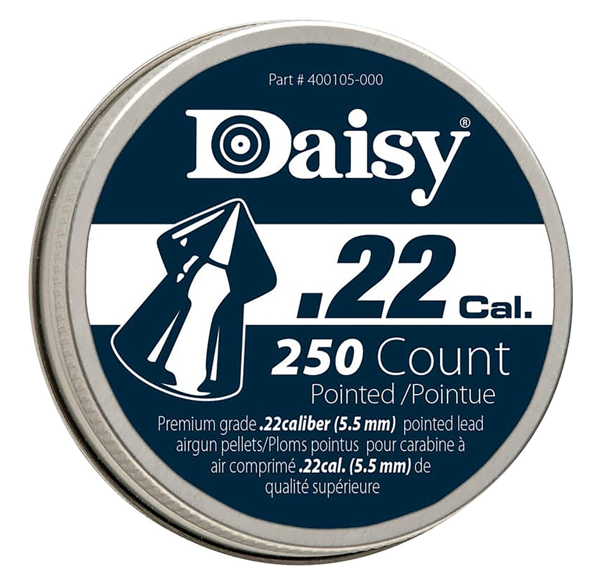 Daisy PrecisionMax .22 Cal Pointed Lead Field Pellets 250-Count Tin