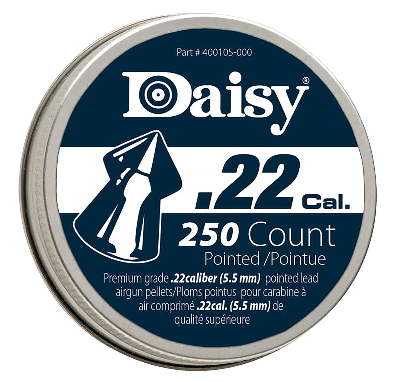 Daisy PrecisionMax .22 Cal Pointed Lead Field Pellets 250-Count Tin