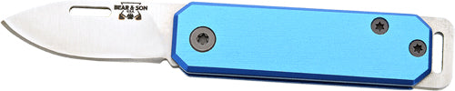 Bear & Son Slip Joint Folder 1.5" Blade Blue Aluminum Handle