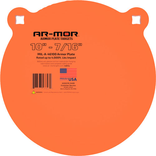 AR-MOR 10" MIL46100 Steel Shooting Gong 7/16" Thick Orange Round