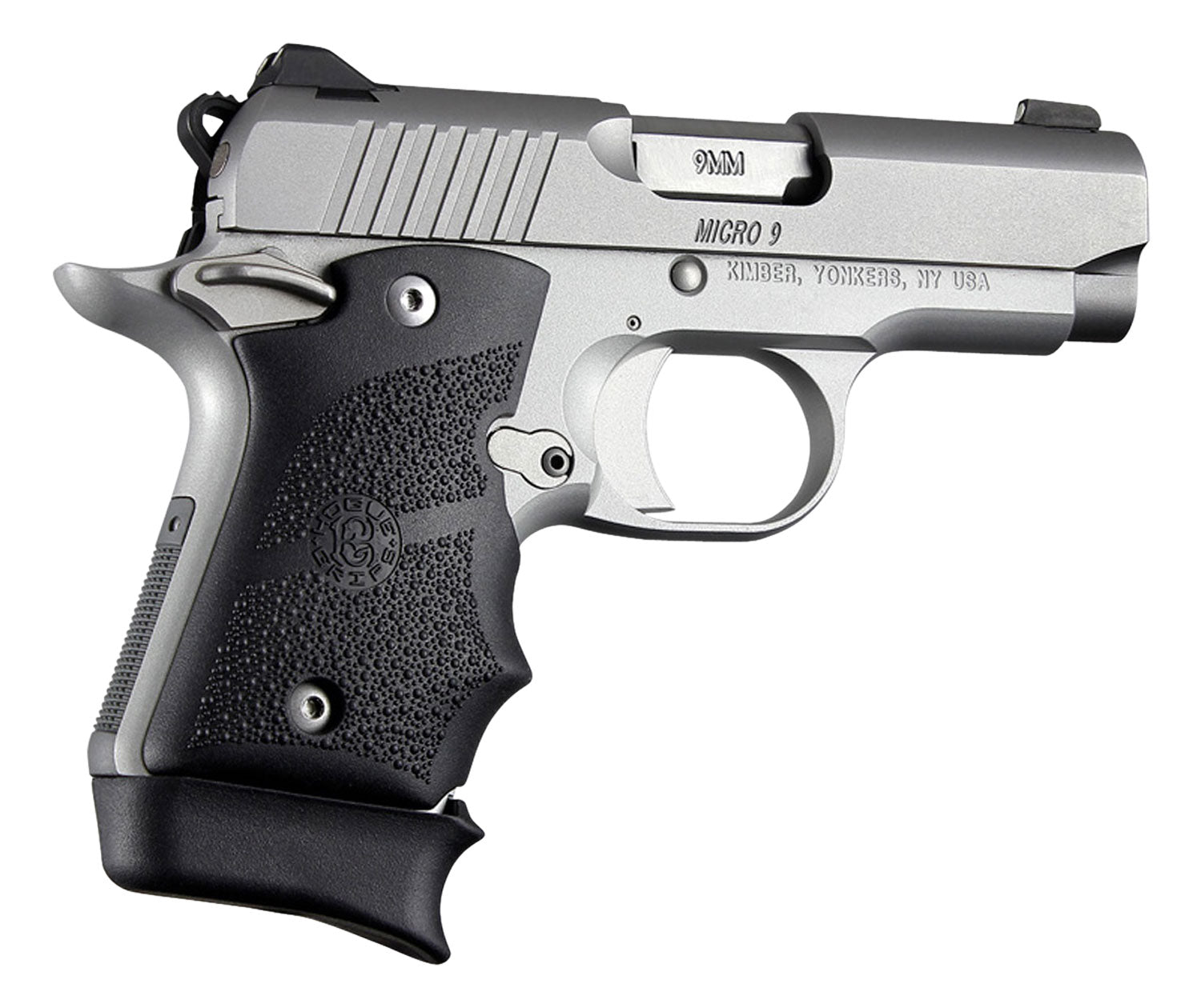 Hogue 39080 Rubber Grip Cobblestone Black with Finger Grooves for Kimber Micro 9