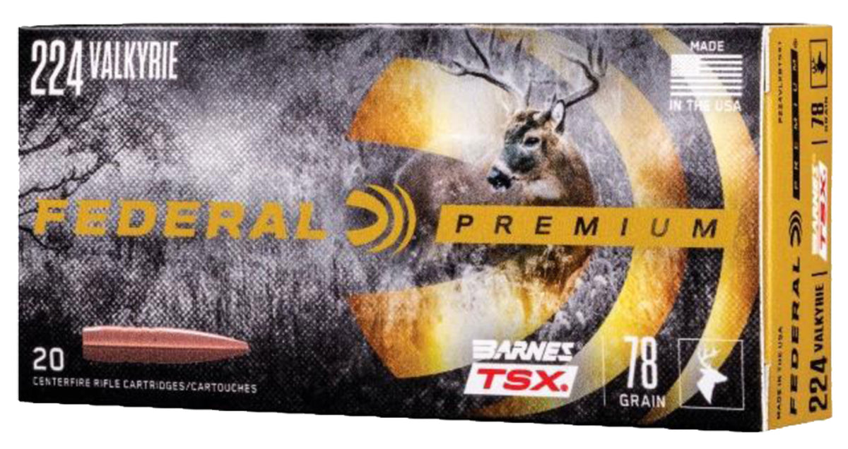 Federal P224VLKBTSX1 Premium Barnes TSX  78 Grain .224 Valkyrie
