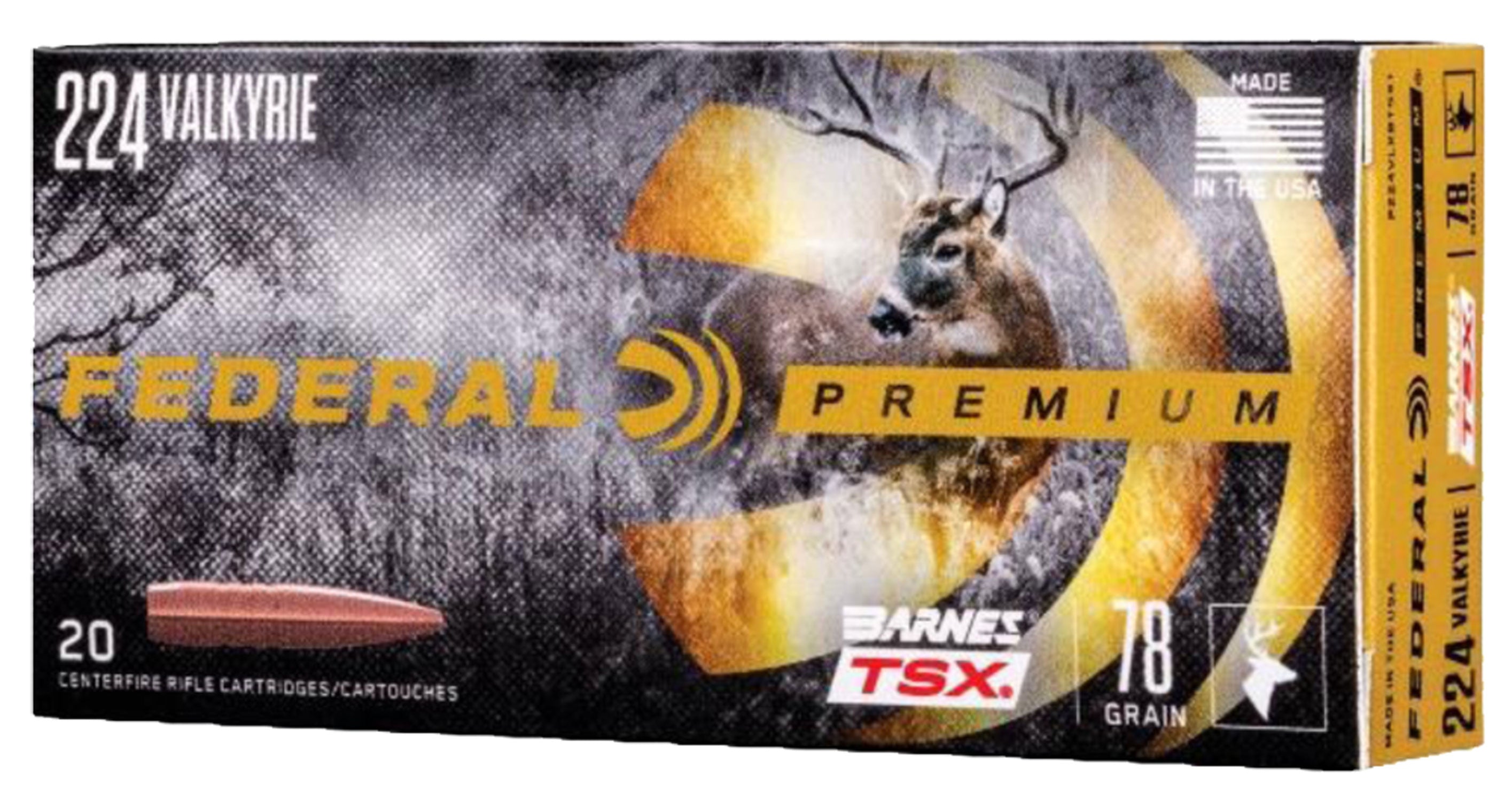 Federal P224VLKBTSX1 Premium Barnes TSX  78 Grain .224 Valkyrie