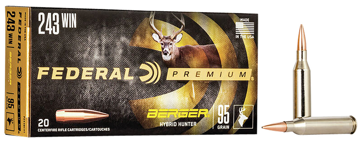 Federal P243BCH1 Premium Berger Hybrid Hunter  95 Grain .243 Winchester