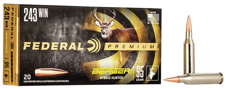 Federal P243BCH1 Premium Berger Hybrid Hunter  95 Grain .243 Winchester