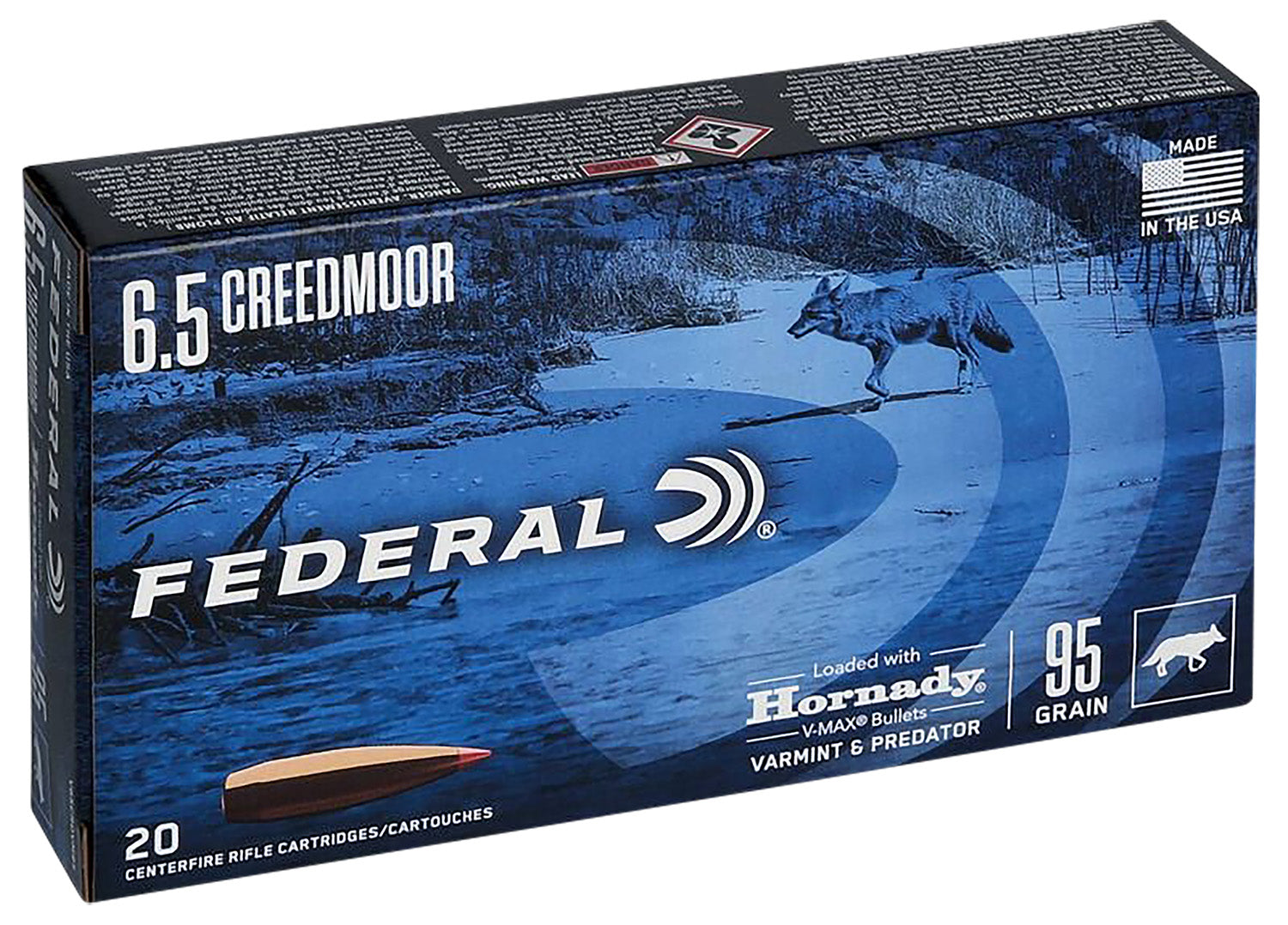 Federal V65CRDVM95 Varmint & Predator Hornady V-Max  95 Grain 6.5mm Creedmoor