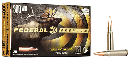 Federal P308BCH1 Premium Berger Hybrid Hunter  168 Grain .308 Win / 7.62x51mm