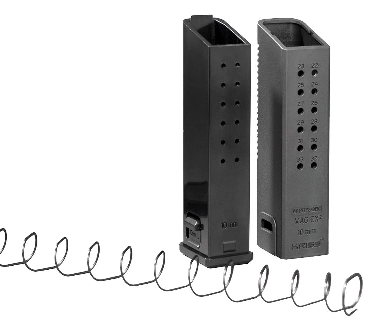 Kriss USA KVAMX2K10BL00 Mag-Ex2 Extension Kit 10mm Auto 33rd for Glock 20/40 Gen3-5 Black Polymer