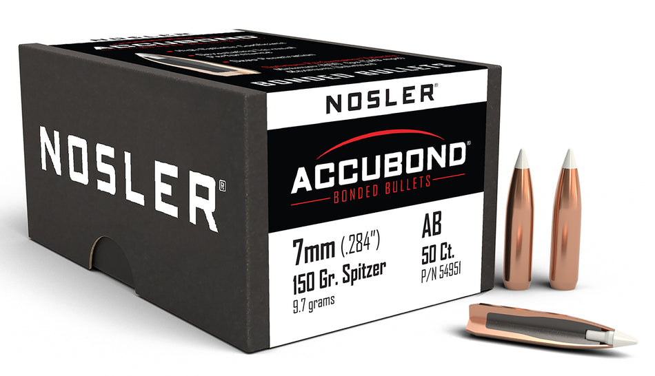 Nosler AccuBond 7mm Caliber 150gr Polymer Tip Boat Tail Hunting Bullet 50-Count