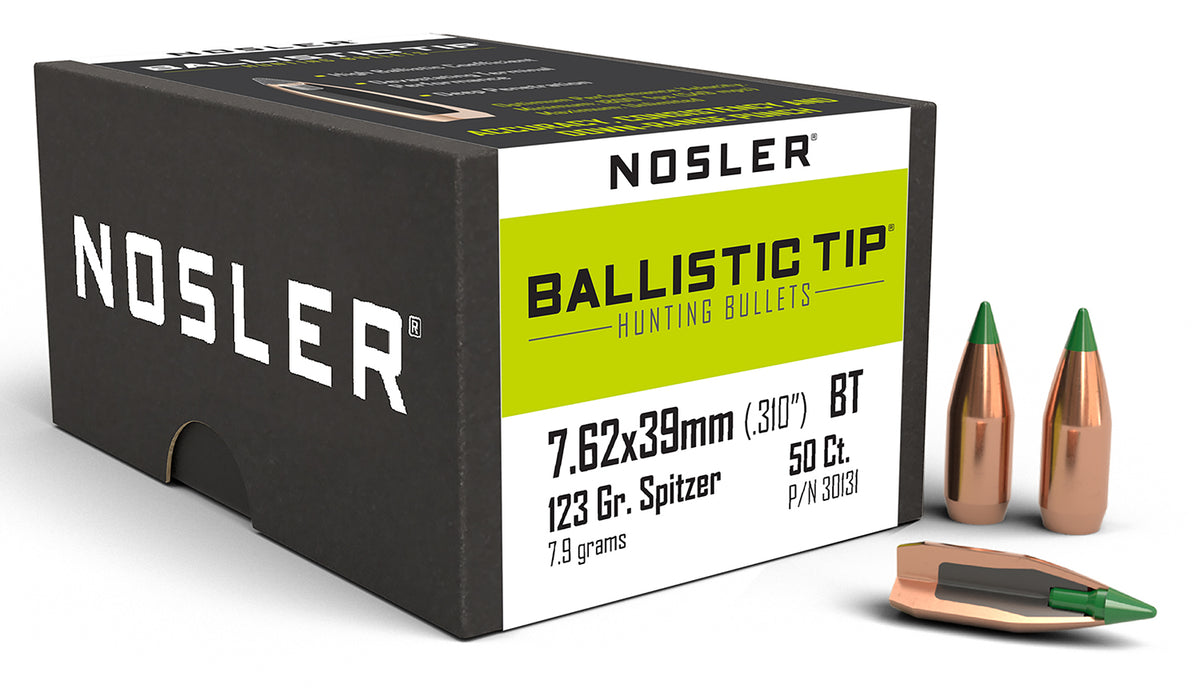 Nosler 30131 7.62x39mm 123 Grain Ballistic Tip Spitzer Boat Tail 50/Box