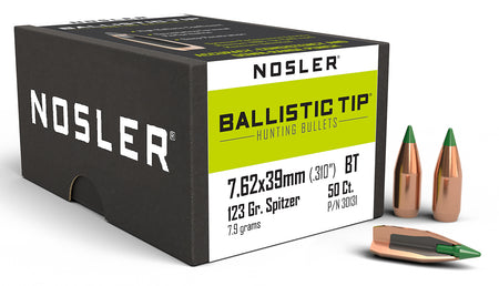 Nosler 30131 7.62x39mm 123 Grain Ballistic Tip Spitzer Boat Tail 50/Box