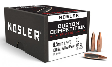 Nosler 53427 6.5mm 100gr Custom Competition Hollow Point Boat Tail 100/Box