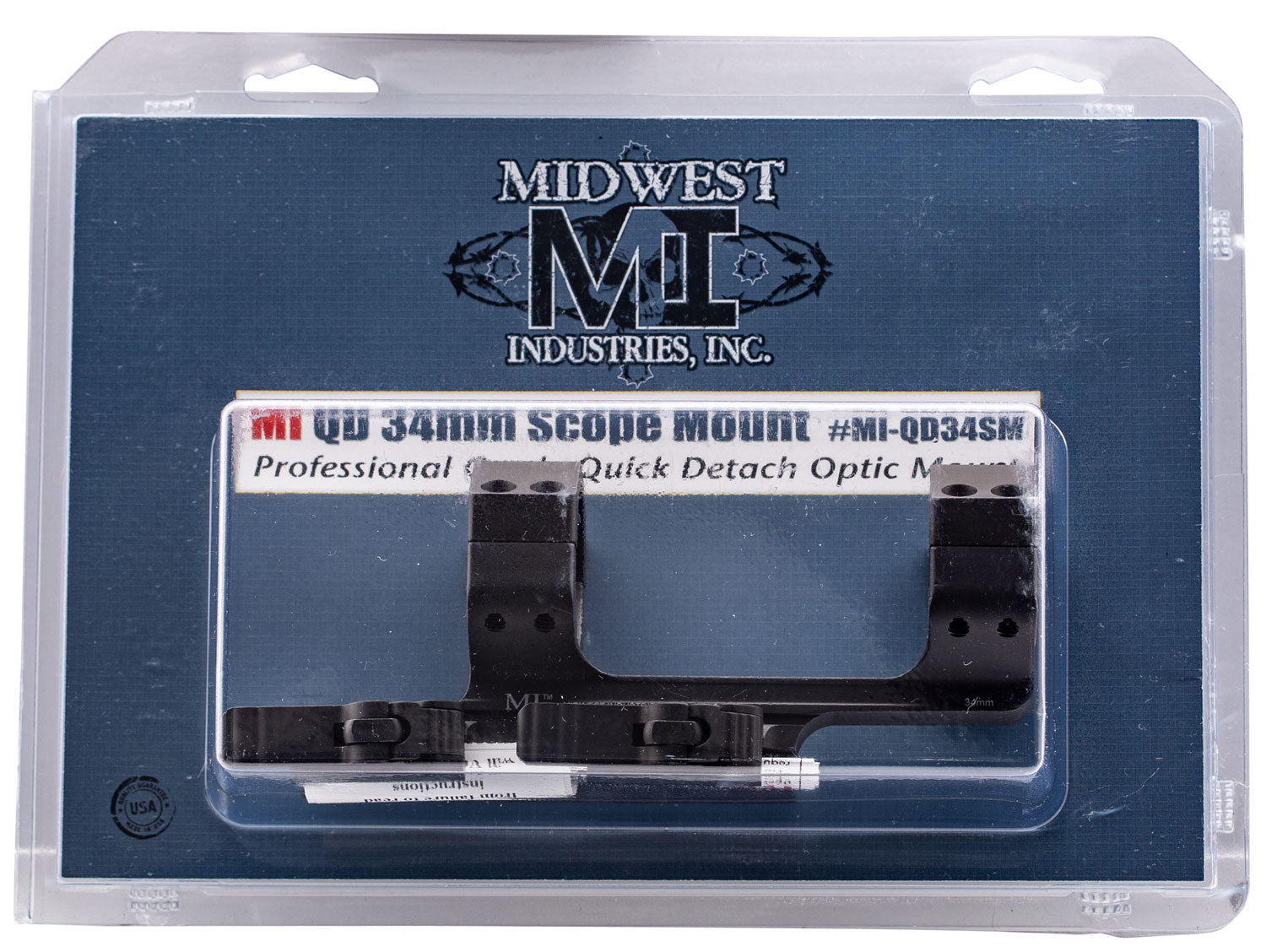 Midwest Industries MIQD34SM 34mm QD Scope Ring and Mount Combo Black Hardcoat Anodized