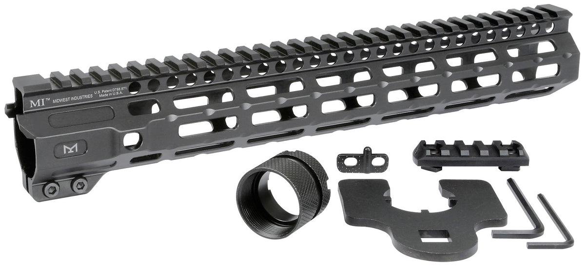 Midwest Industries M-Series Combat Rail AR Platform Black Hardcoat Anodized 12.62"