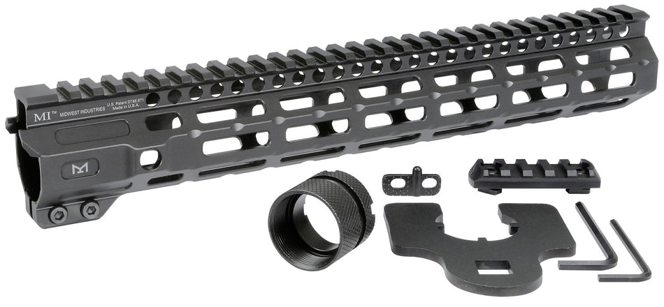 Midwest Industries M-Series Combat Rail AR Platform Black Hardcoat Anodized 12.62"