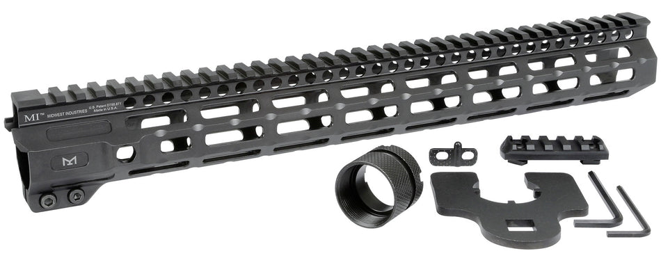 Midwest Industries M-Series AR-15 Combat Rail Black Hard Coat Anodized Aluminum 15"