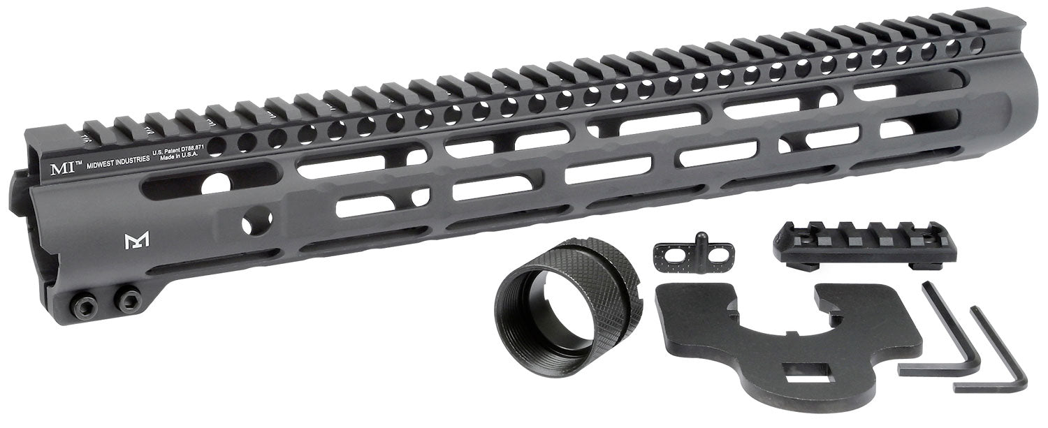Midwest Industries Slimline AR-15 Handguard Black Hard Coat Anodized Aluminum 14"