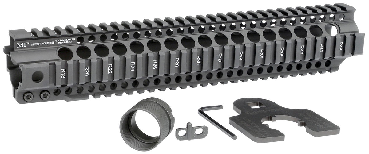 Midwest Industries T-Series AR-15 Free Float Handguard Black Hard Coat Anodized 12.625"