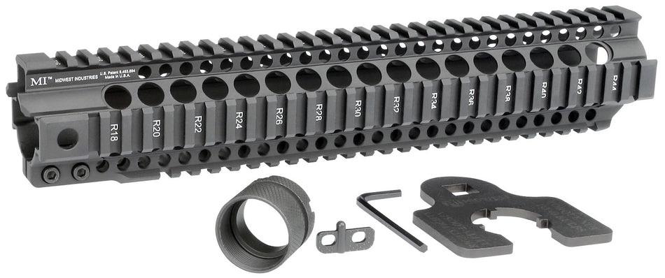 Midwest Industries T-Series AR-15 Free Float Handguard Black Hard Coat Anodized 12.625"