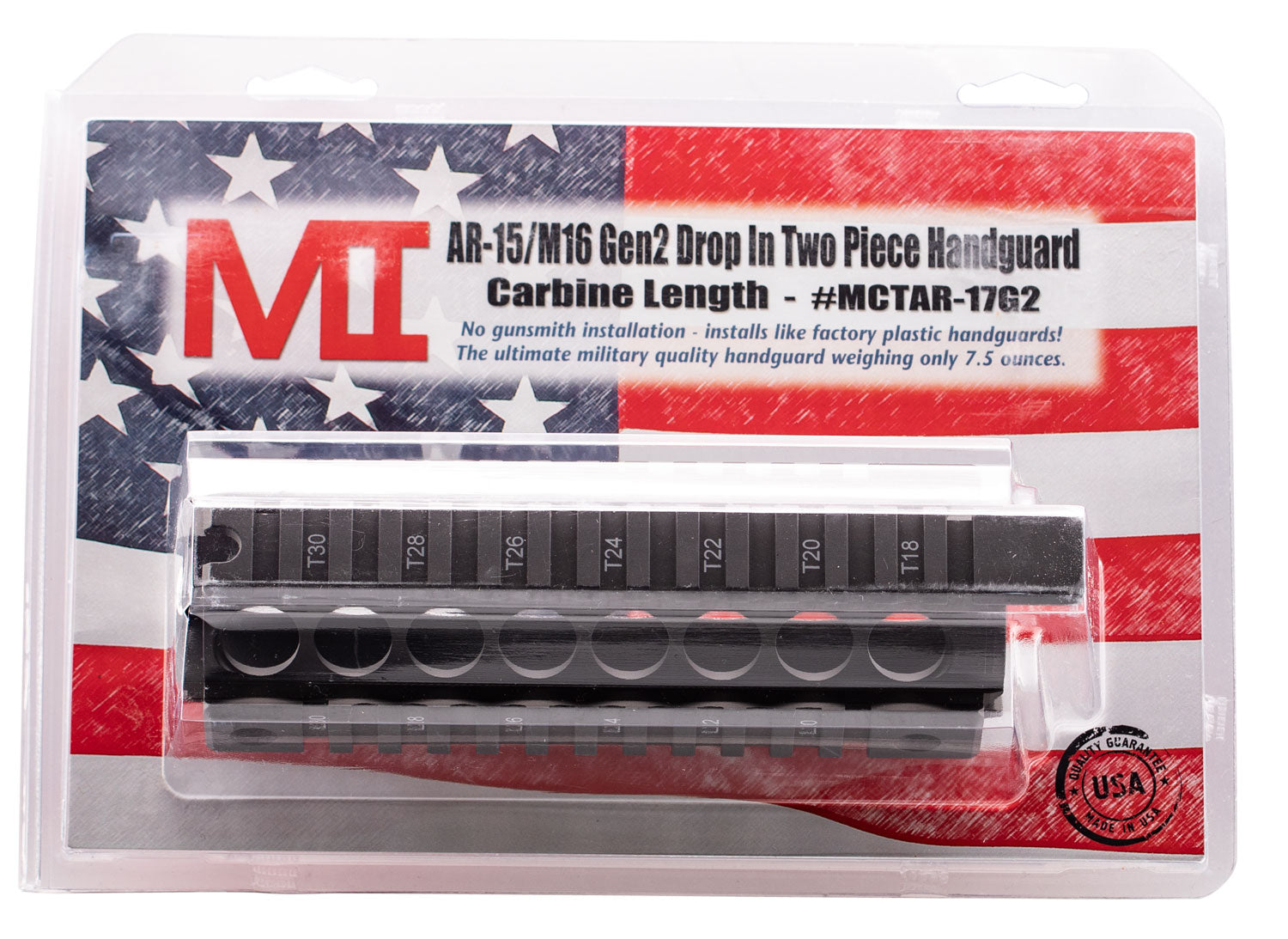 Midwest Industries MCTAR17G2 Gen 2 AR-15 Drop-In Handguard 6061 Aluminum Black Hard Coat Anodized 7"